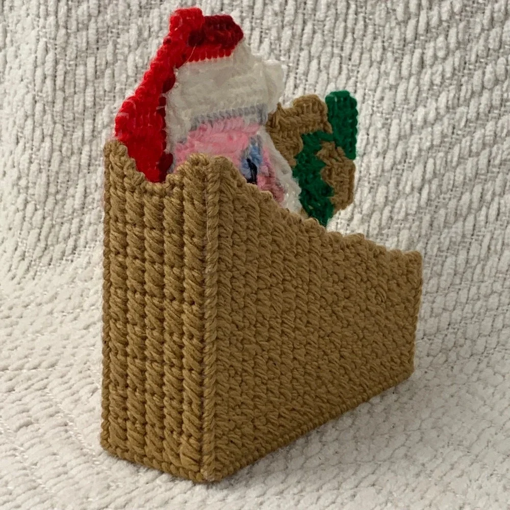 Vintage Christmas Santa Claus Napkin Holder Plastic‎ Canvas Retro Kitchen Decor